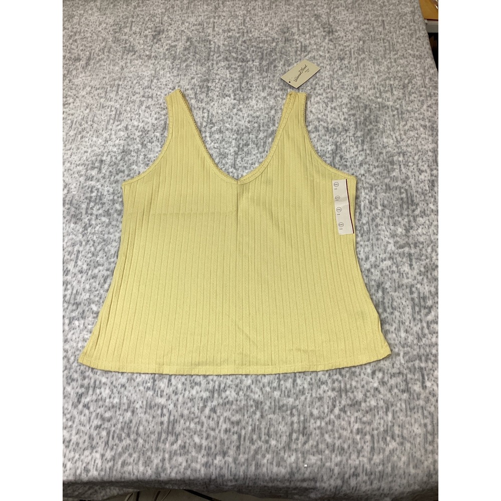 Universal Thread Womens XXL Yellow Pointelle Ribbed V-Neck Tank Top NWT